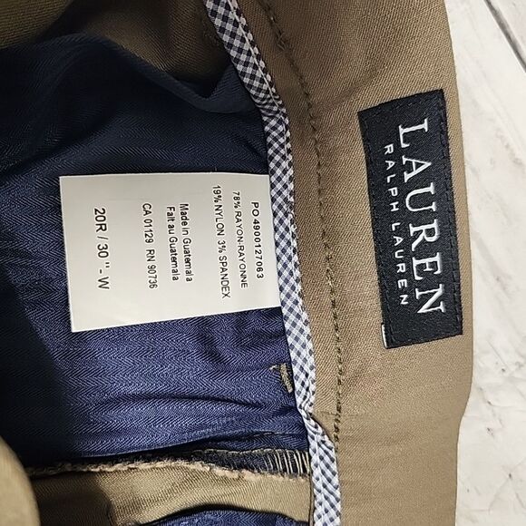 Lauren Ralph Lauren Black Label Khaki Capri Pants Flat Front Stretch Sz 20R/W30 - Picture 5 of 12